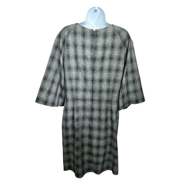 Tahari Arthur S. Levine Black Gray Plaid Faux Wrap Sheath Dress Sz 14 Knee - Picture 8 of 8